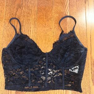 Missguided Black Lace Cropped Tank Top